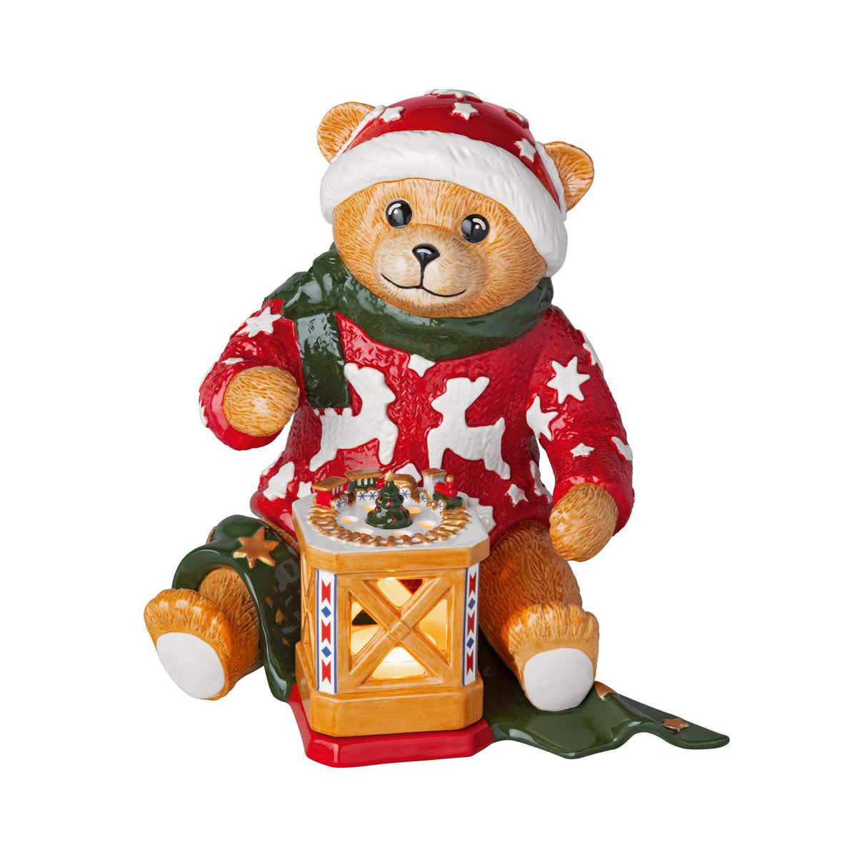 VILLEROY & BOCH Statuina Natalizia Orsetto con Lanterna Christmas Toys Memory in Porcellana 25cm