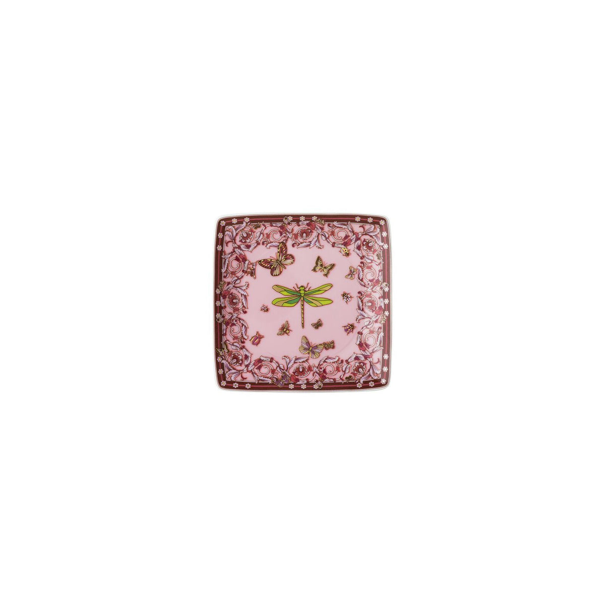 VERSACE Coppetta Quadrata Le Jardin De Versace 30 Years Rosa 12x12cm in Porcellana