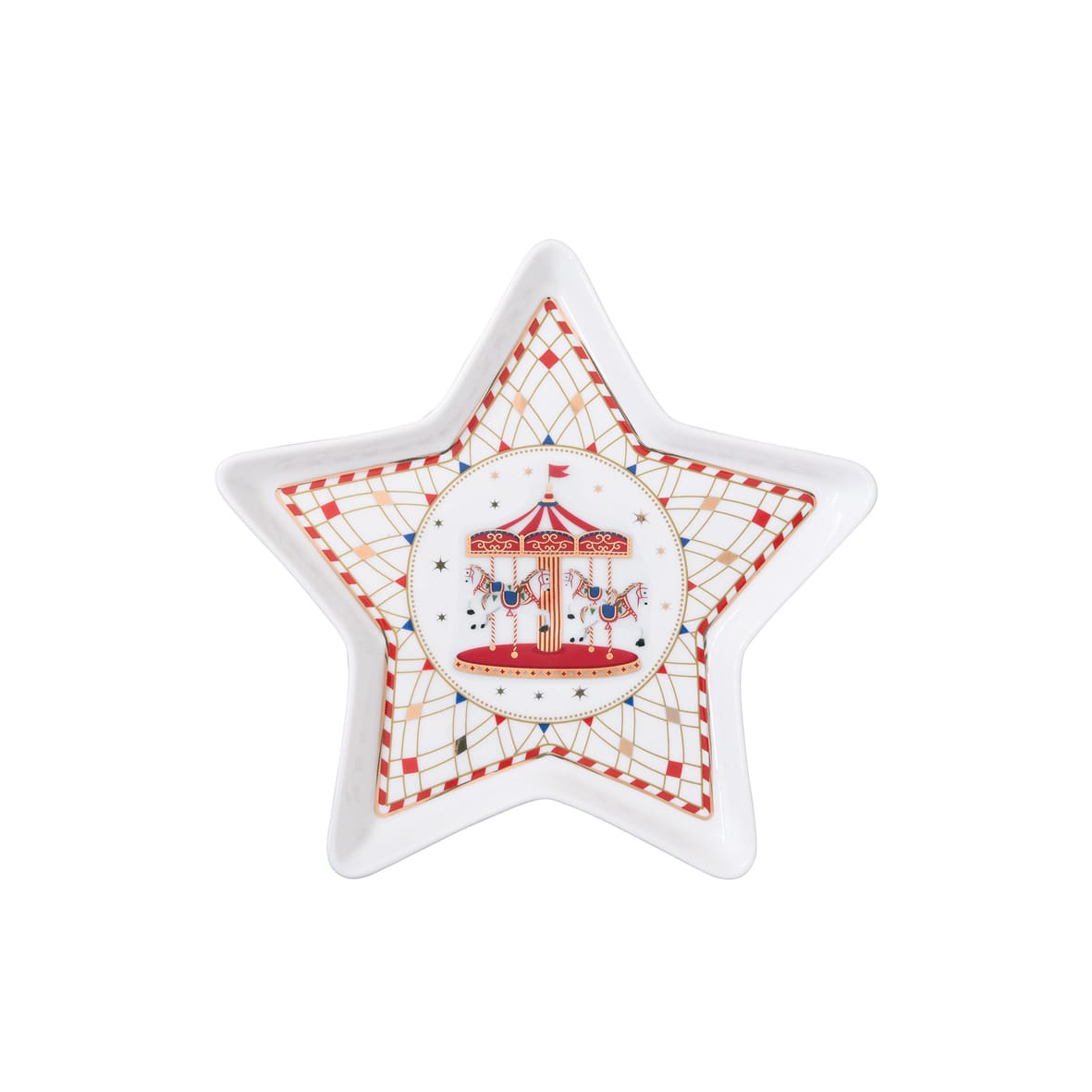 Piatto a stella Easy Life in porcellana decoro natalizio 19,5 cm