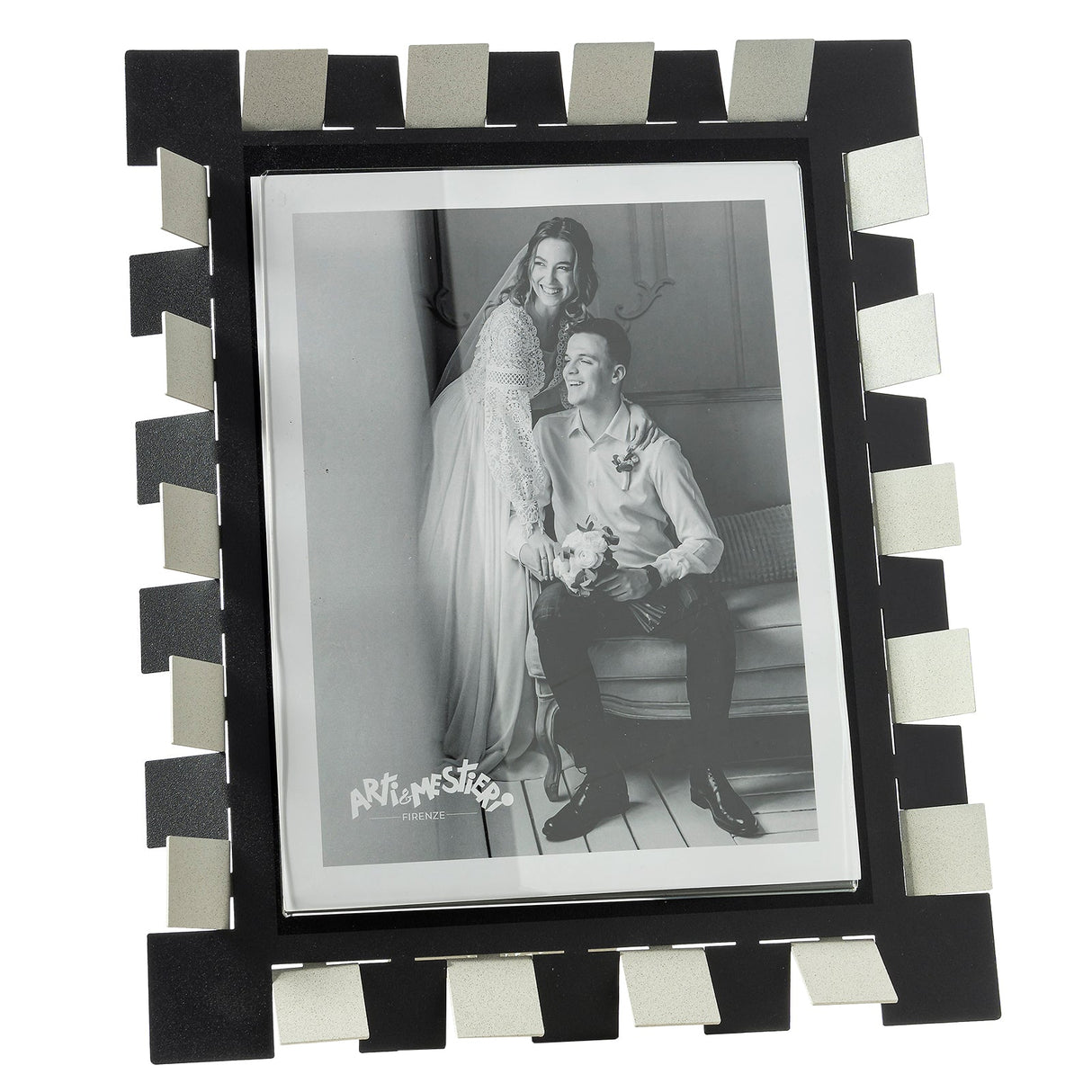 Portafoto Vertigo Maxi Arti & Mestieri in ferro avorio e nero 34,5x29,4 cm