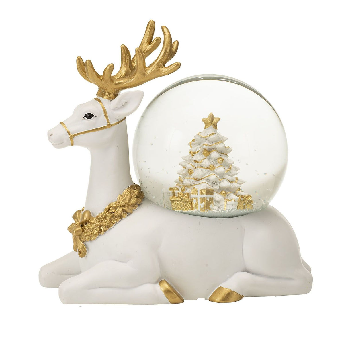 Globo di neve Noel con renna in poliresina musicale 18 cm