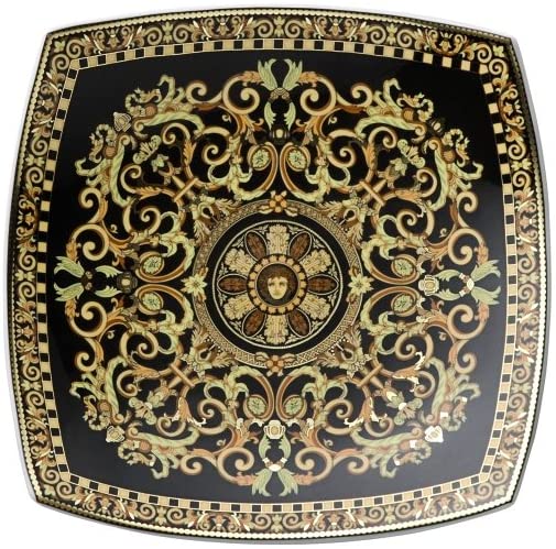 Coppa quadrata Barocco Versace in porcellana decorata 18 cm