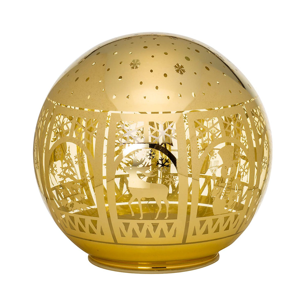Palla di Natale luminosa Noel in vetro color oro 15 cm