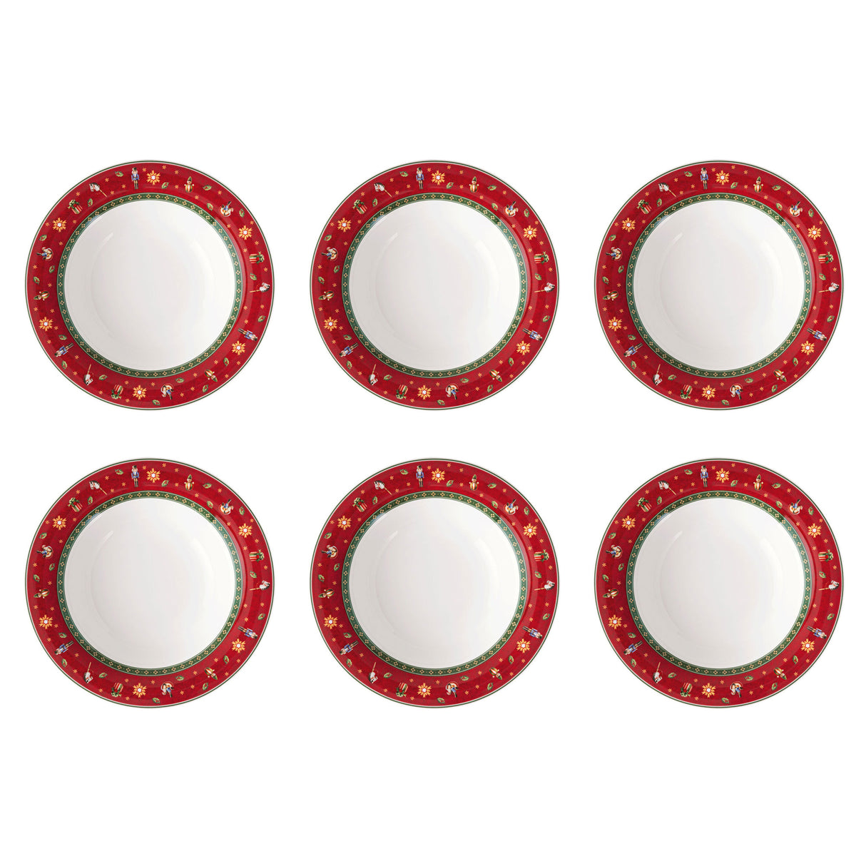 Set 6 piatti fondi Villeroy & Boch porcellana decoro natalizio 23 cm