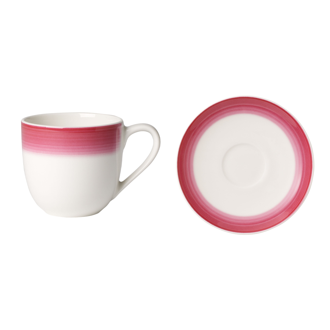 VILLEROY & BOCH Colourful Life Berry Fantasy Tazza Caffè Espresso Moka con Piattino Set 6 Pezzi Porcellana