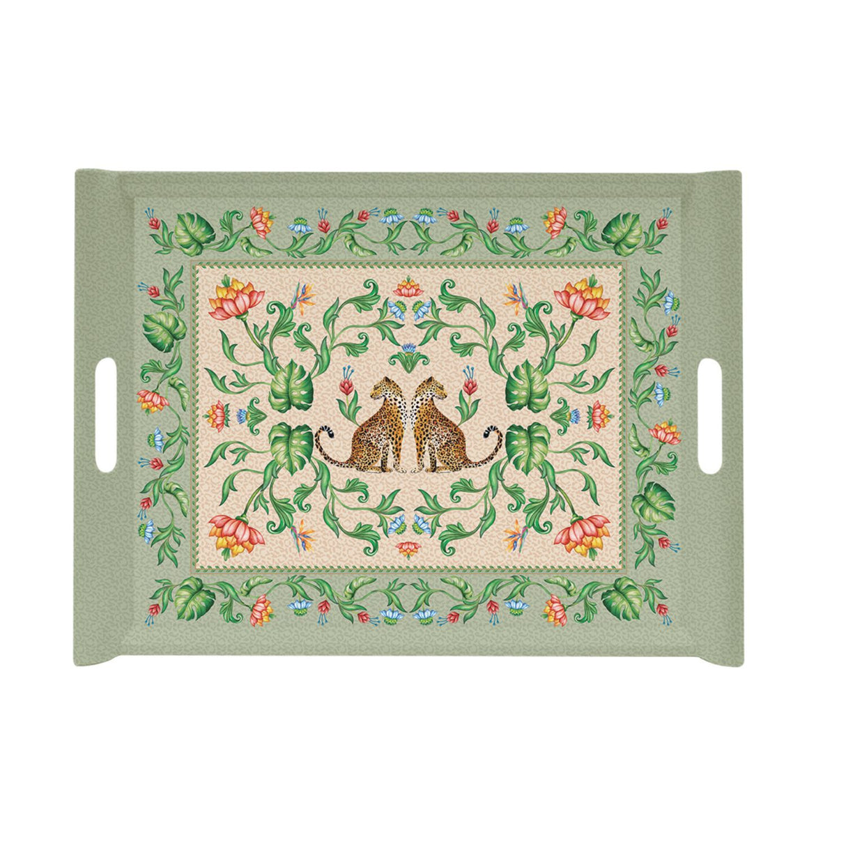 Vassoio Jungle Vibes Easy Life in melamina con decoro leopardi 52x37 cm