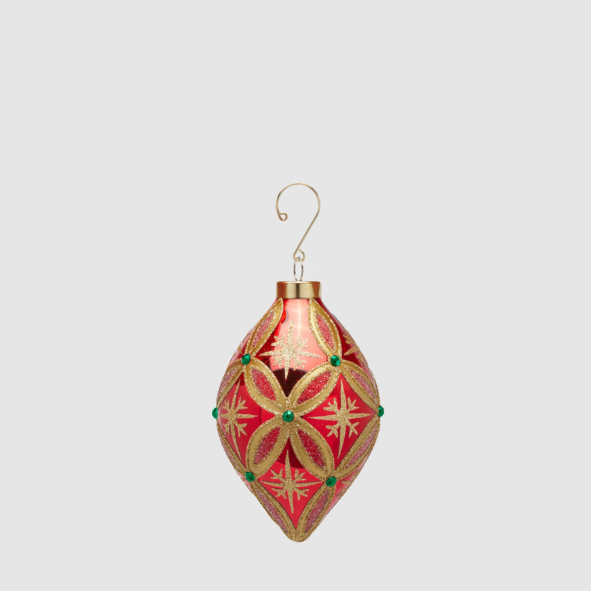 Addobbo natalizio Fuso EDG in vetro rosso e oro 10 cm