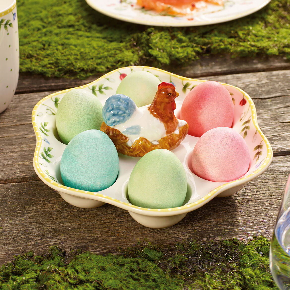 VILLEROY & BOCH Spring Awakening Piatto Porta Uova Gallo e Gallina 20cm Tavola di Pasqua