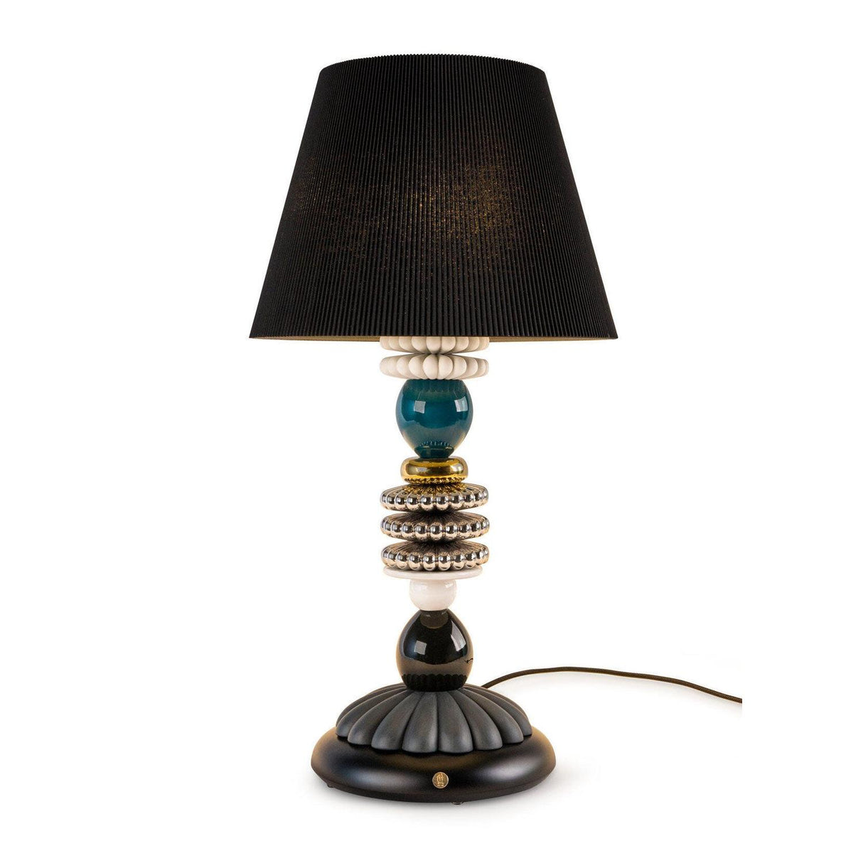 Lampada da tavolo Firefly Lladrò in porcellana decorata nero e oro 68x35 cm