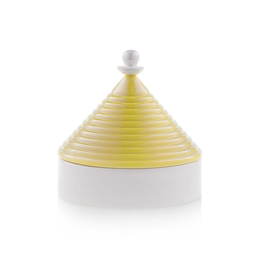 Scatola Trullo Pugliese Emò Italia in ceramica gialla 9 cm