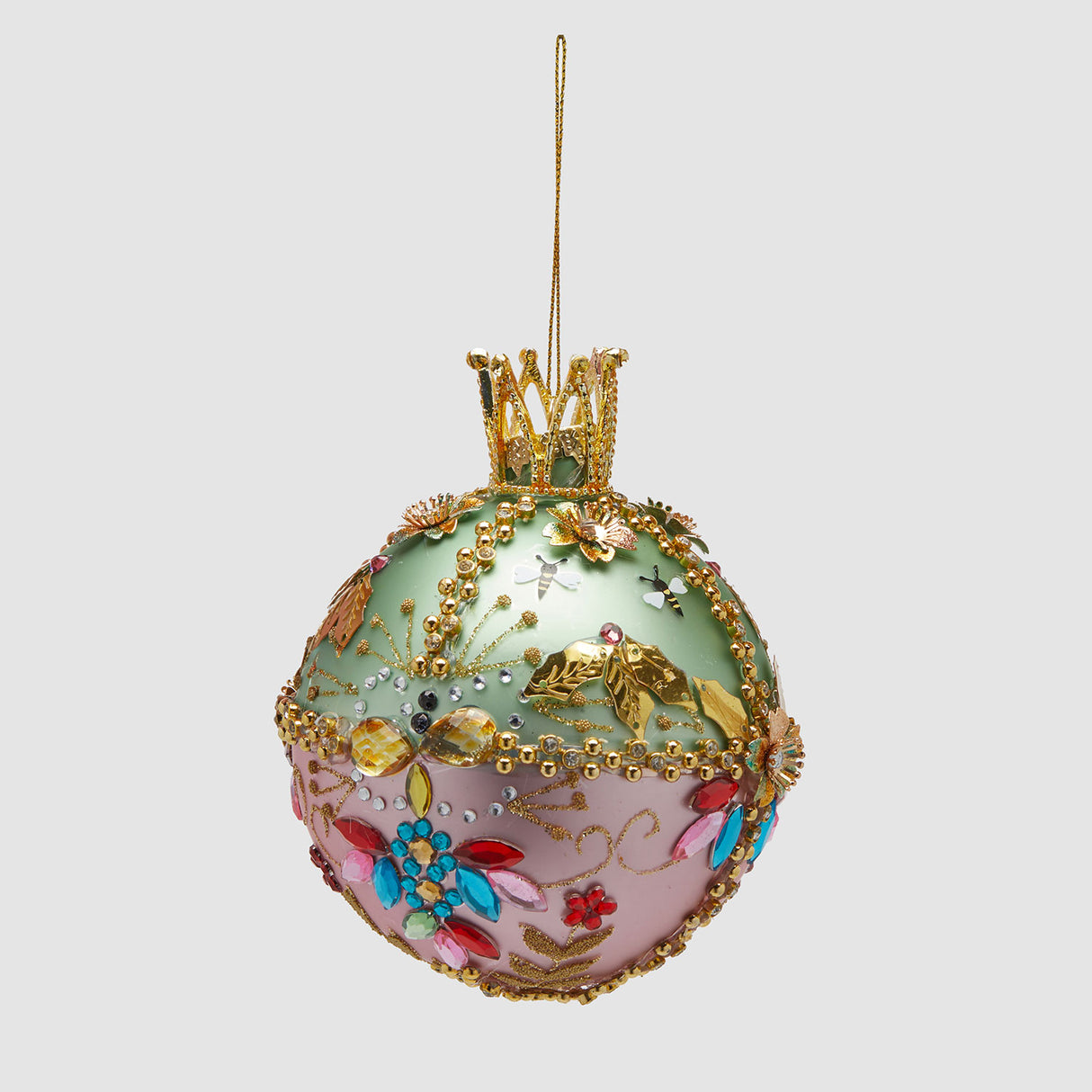 Pallina di Natale Boheme EDG in vetro verde 13x10 cm