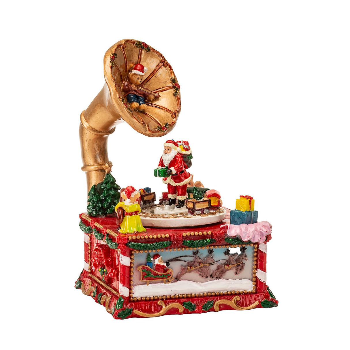 Carillon carosello Noel in poliresina con movimento 18 cm