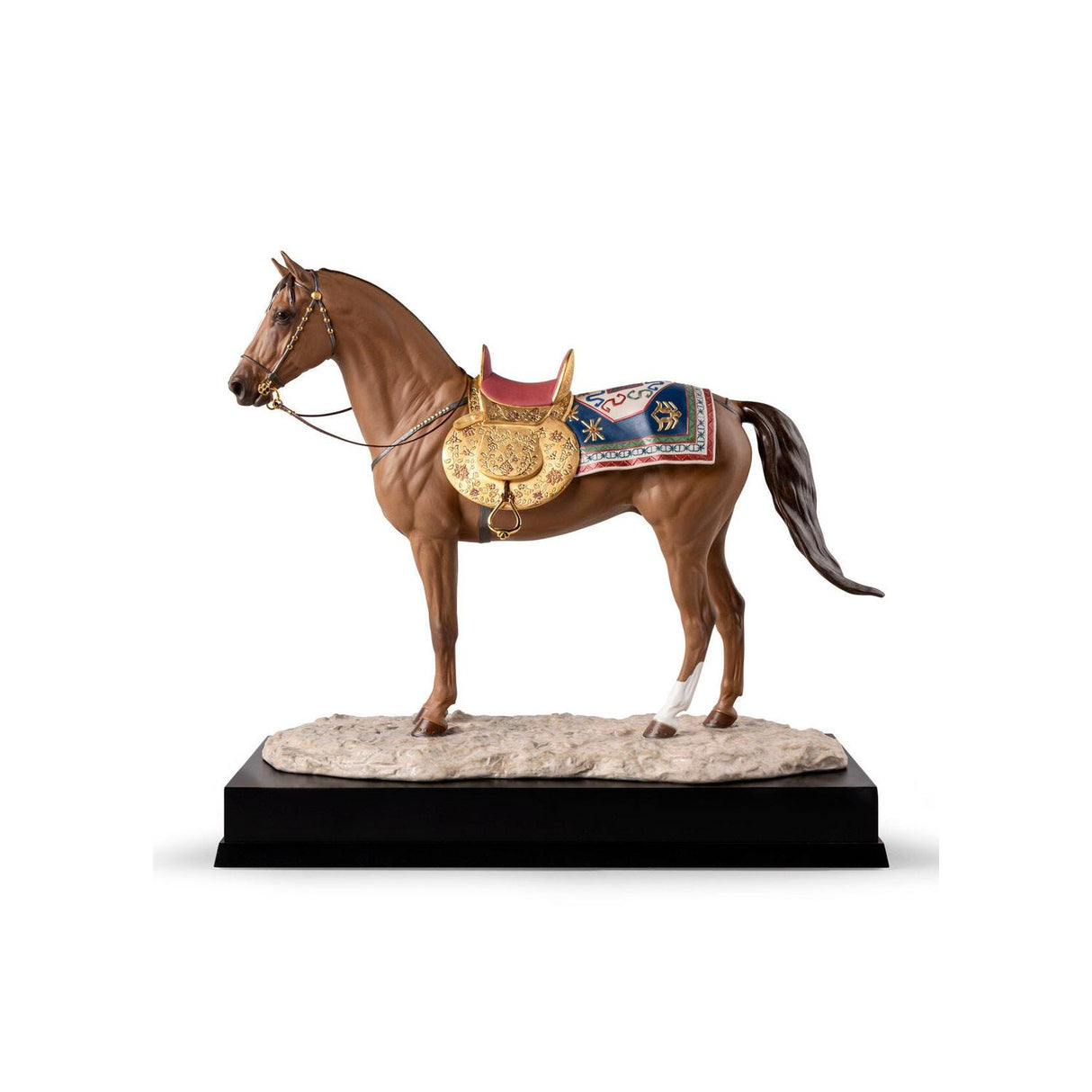 Scultura Cavallo Karabakh Lladrò in porcellana decorata 49x53 cm