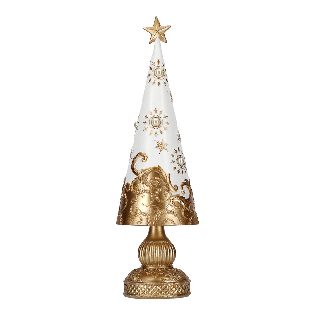 Alberello cono Timstor in resina bianco e oro altezza 41 cm