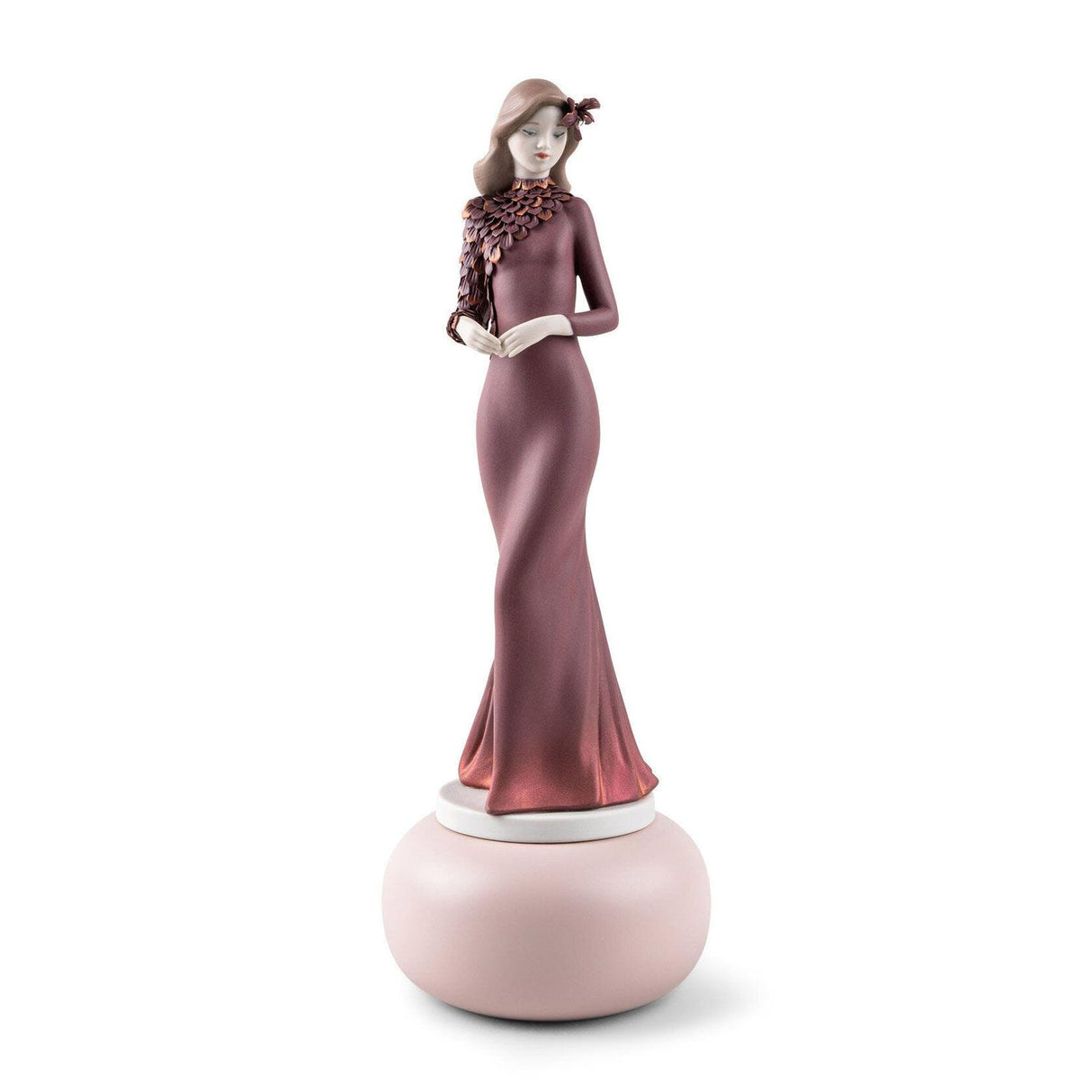 Scultura Haute Allure Lladrò in porcellana con foglie metallizzate 38x14 cm