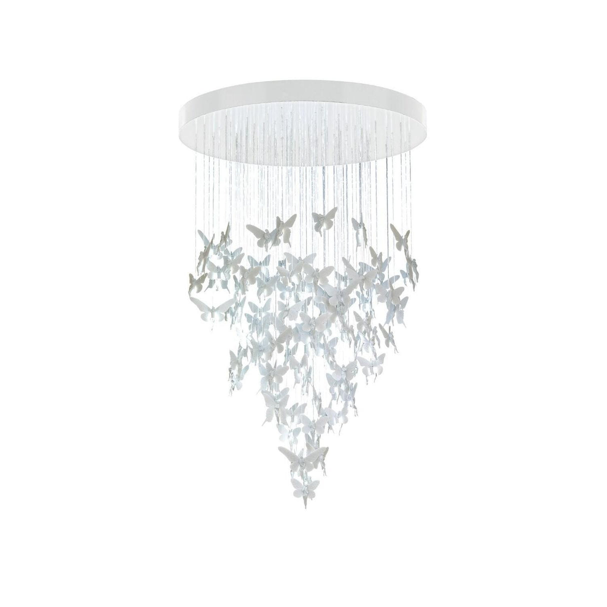 Lampada a sospensione Niagara Lladrò in porcellana con fibra ottica 185x110 cm