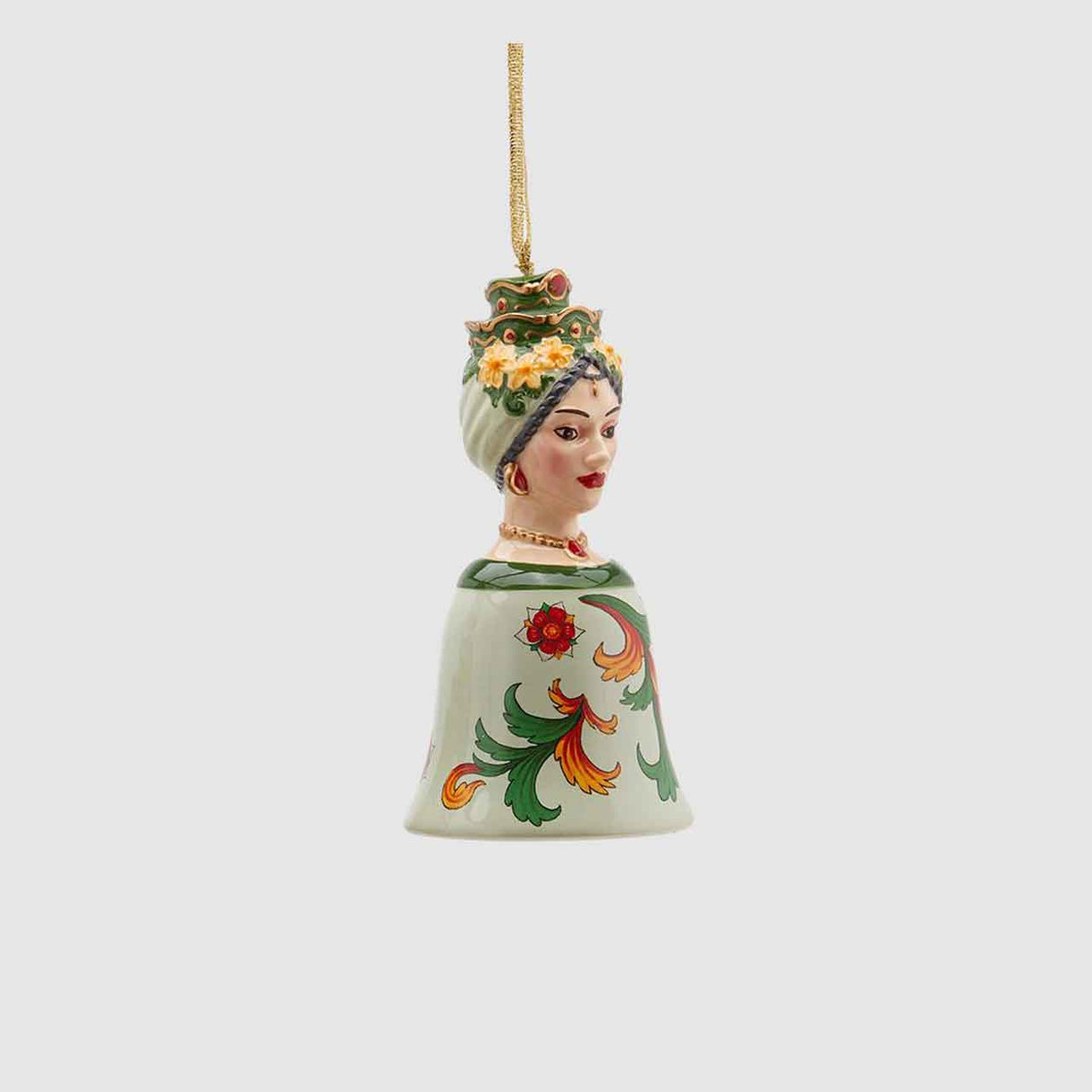 Campanella natalizia EDG in ceramica con decoro siciliano 13 cm