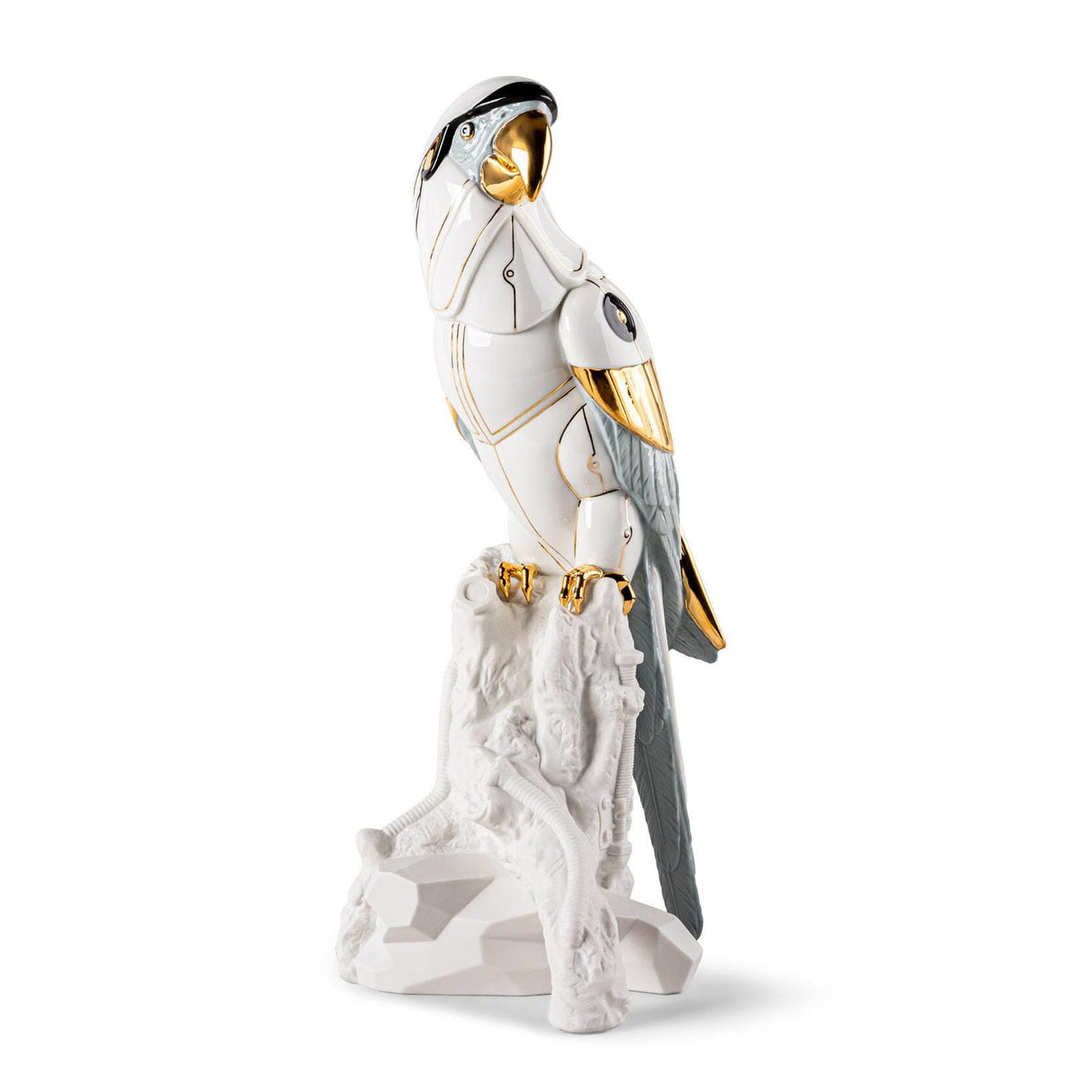 Scultura Ara Cyborg Lladrò in porcellana lucida 45x22 cm
