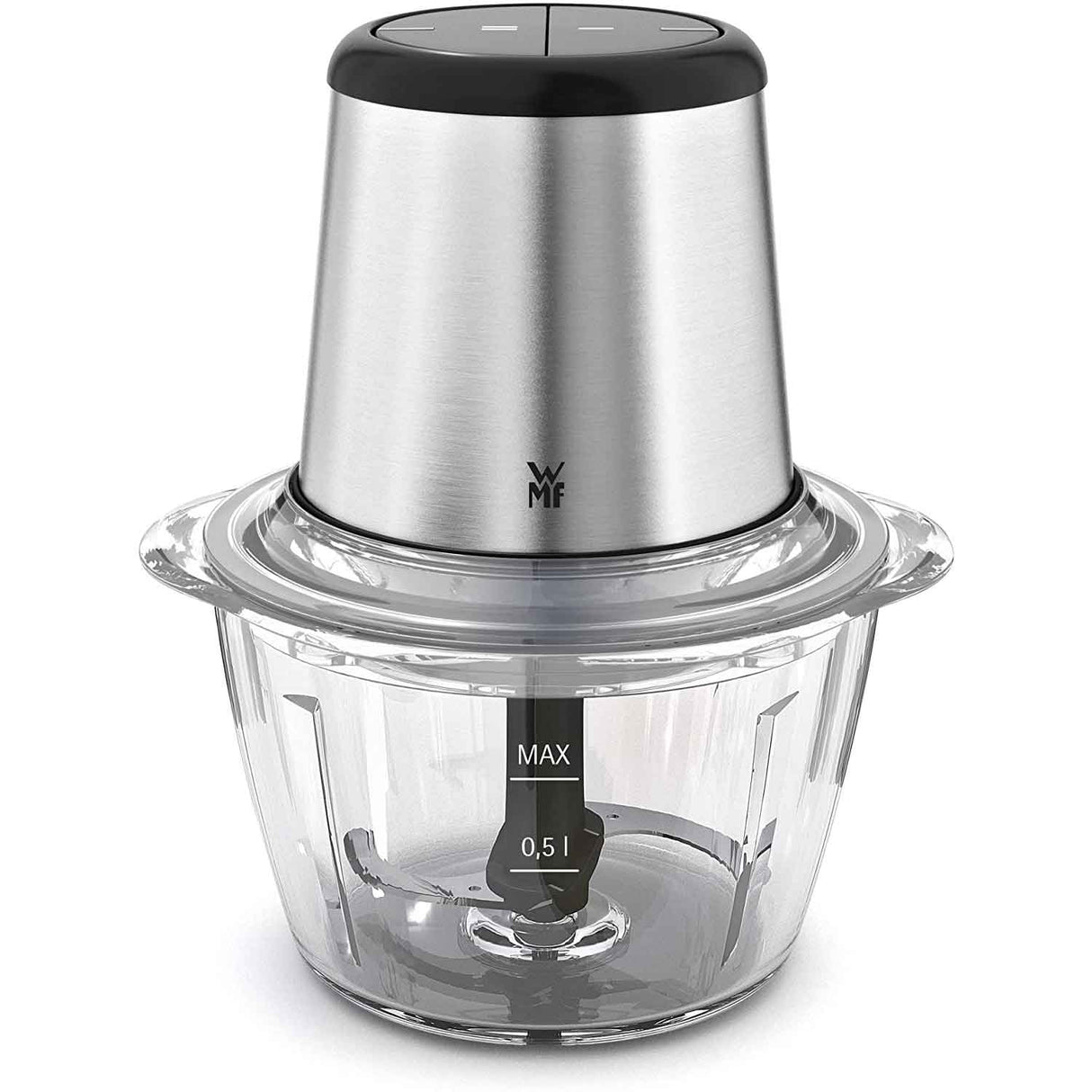 Tritatutto elettrico WMF in acciaio Cromargan e contenitore in vetro