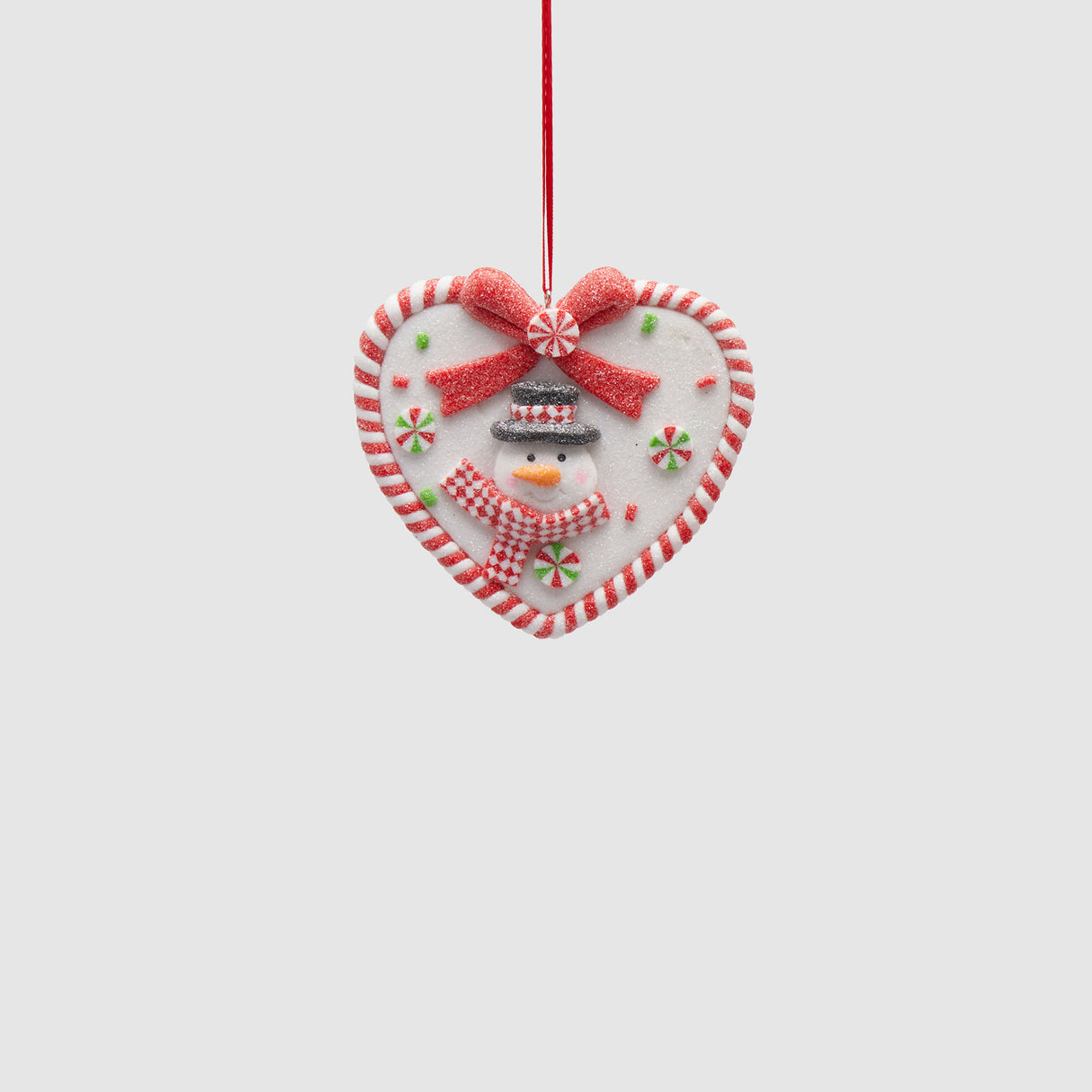 Pendaglio cuore pupazzo di neve EDG in resina decorata 11x11 cm