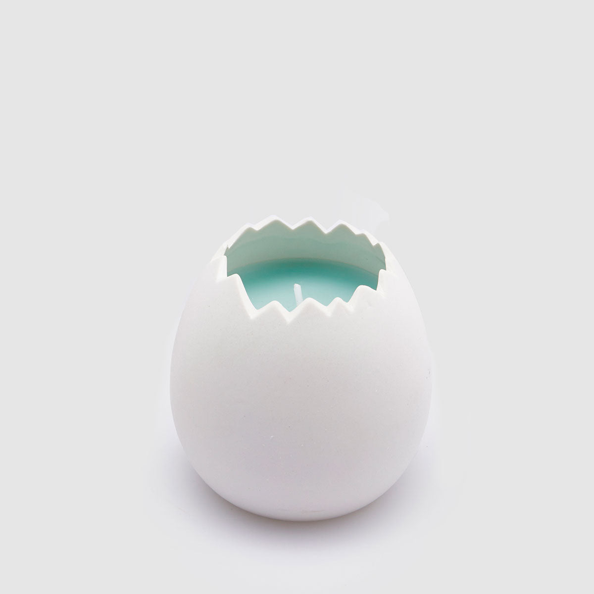 Candela uovo EDG in ceramica azzurra e bianca 8x8 cm
