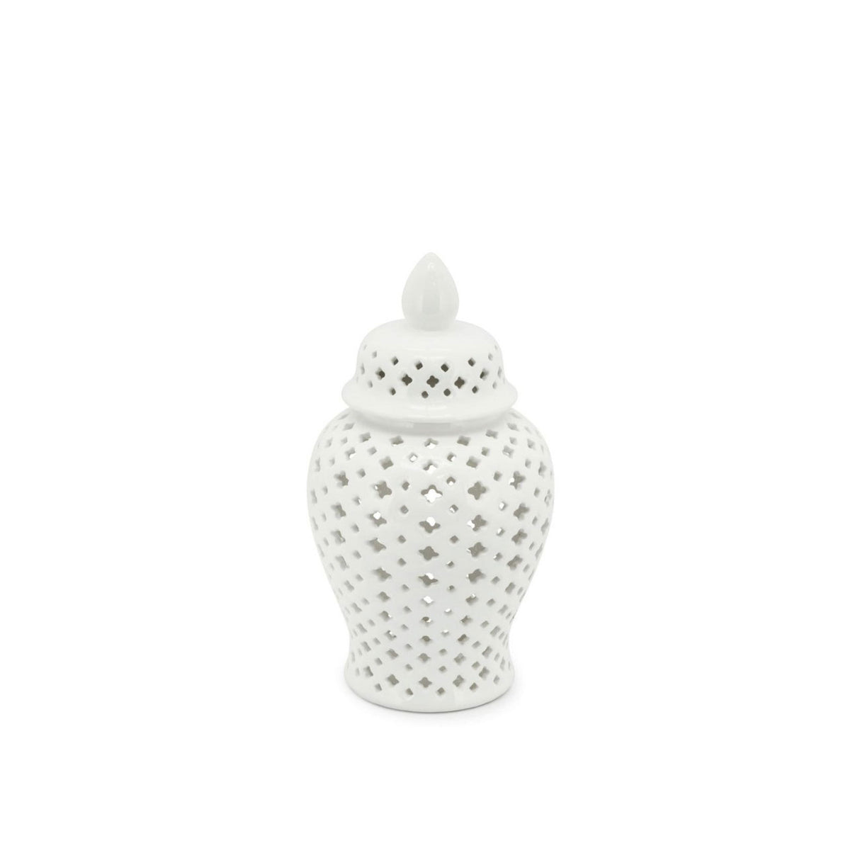 Vaso Ming Cross Abhika in ceramica bianca traforata 28 cm