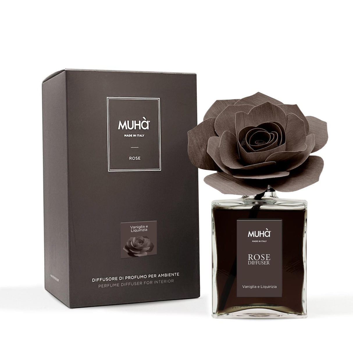 MUHA' Profumatore D'Ambiente Diffusore Rosa 200ml Vaniglia e Liquirizia