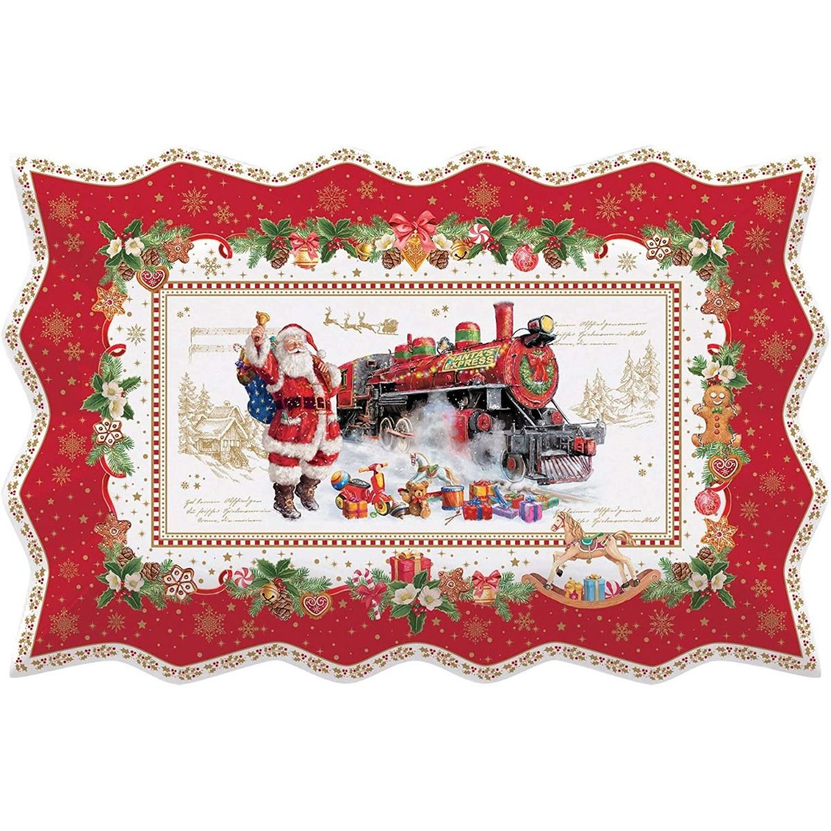EASY LIFE Christmas Memories Serving Plate 35x23cm Porcelain Christmas Table