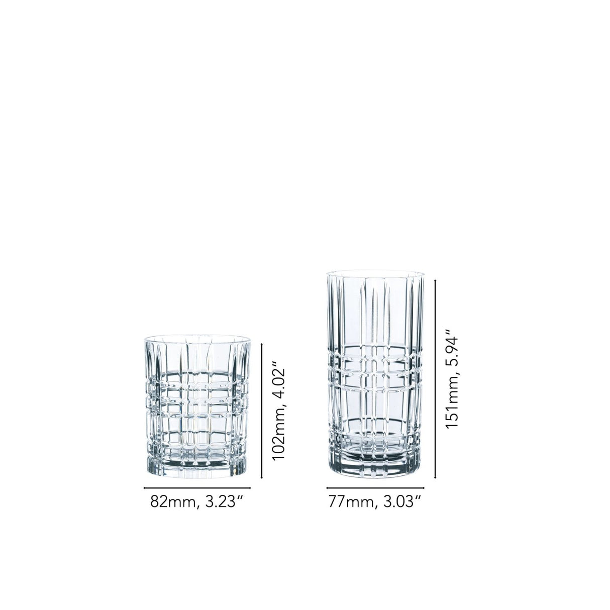 NACHTMANN Highland Square Set 12 Pieces Crystal Long Drink Whiskey Glass