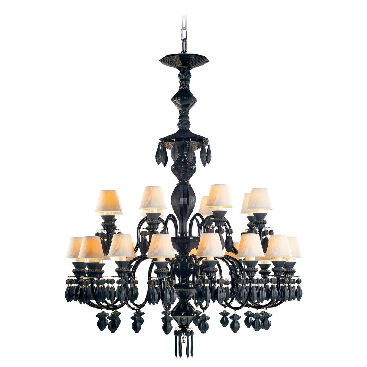 Lampadario Belle de Nuit Lladrò in porcellana nera 125x80 cm