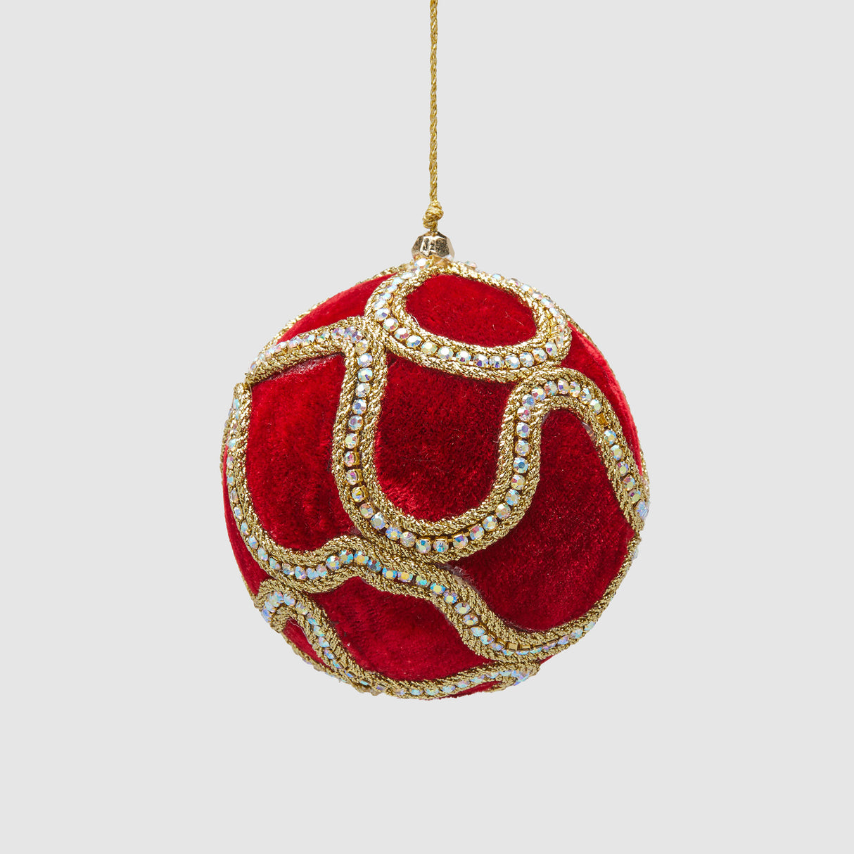 Pallina di Natale EDG in velluto rosso con gemme decorative 10 cm