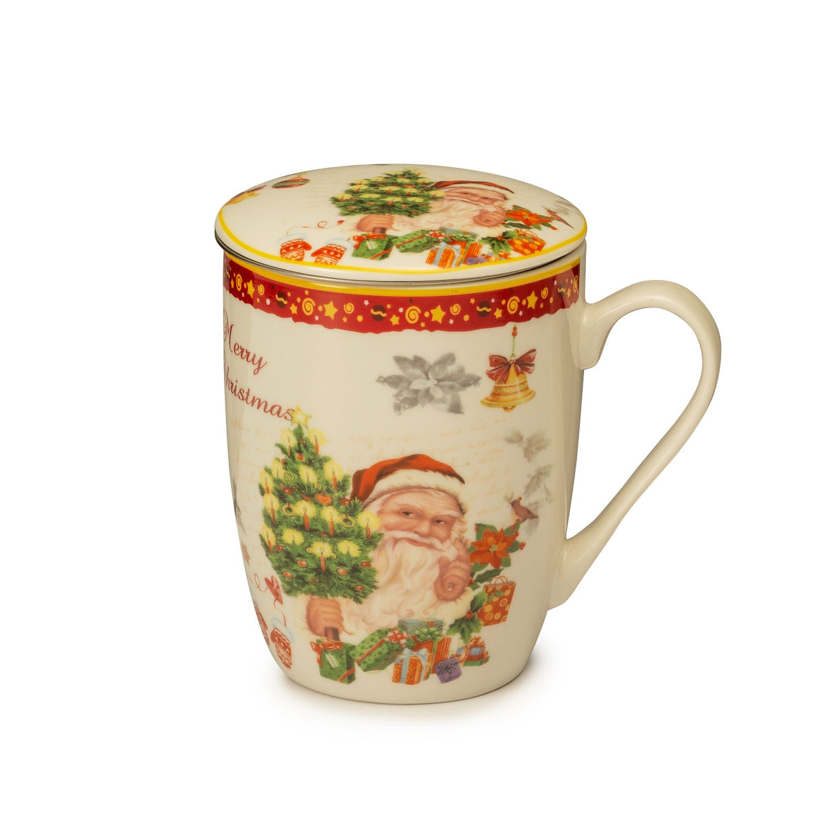 Tisaniera con filtro Lamart Noel in porcellana decoro natalizio 12 cm
