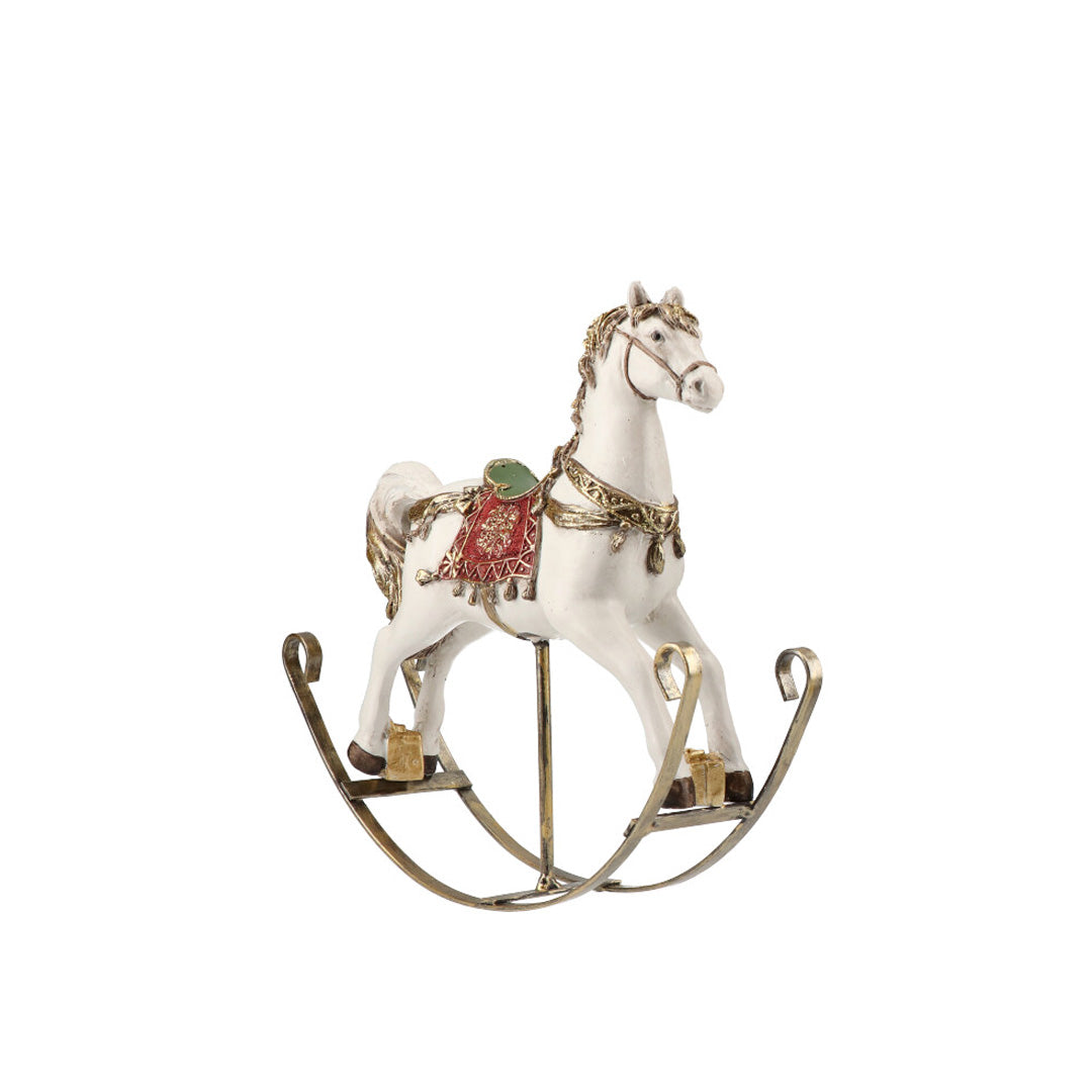 Cavallo a dondolo Timstor in resina e metallo stile vintage 23 cm