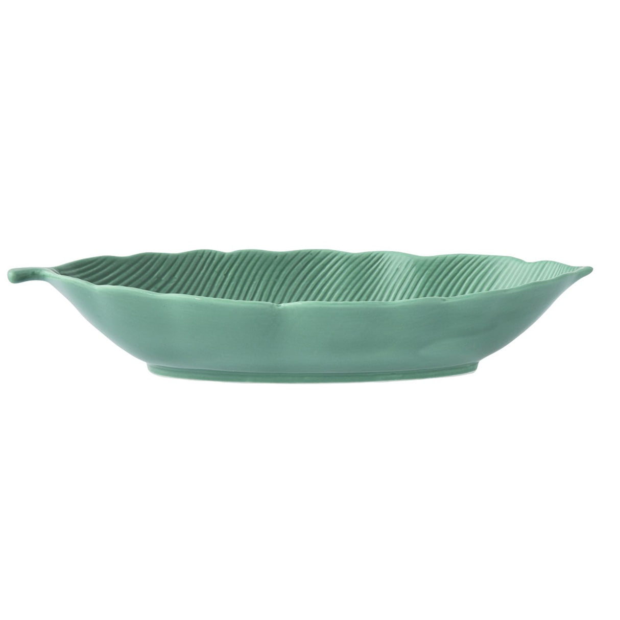 Insalatiera Leaves Easy Life in porcellana a forma di foglia 47x19 cm verde