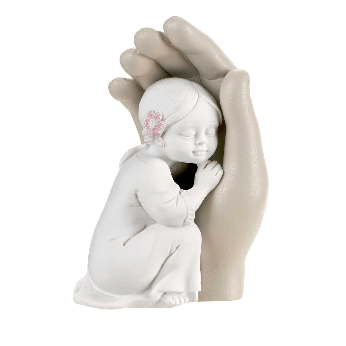 Scultura bambina Battesimo Bongelli Preziosi in marmorino 10,5 cm