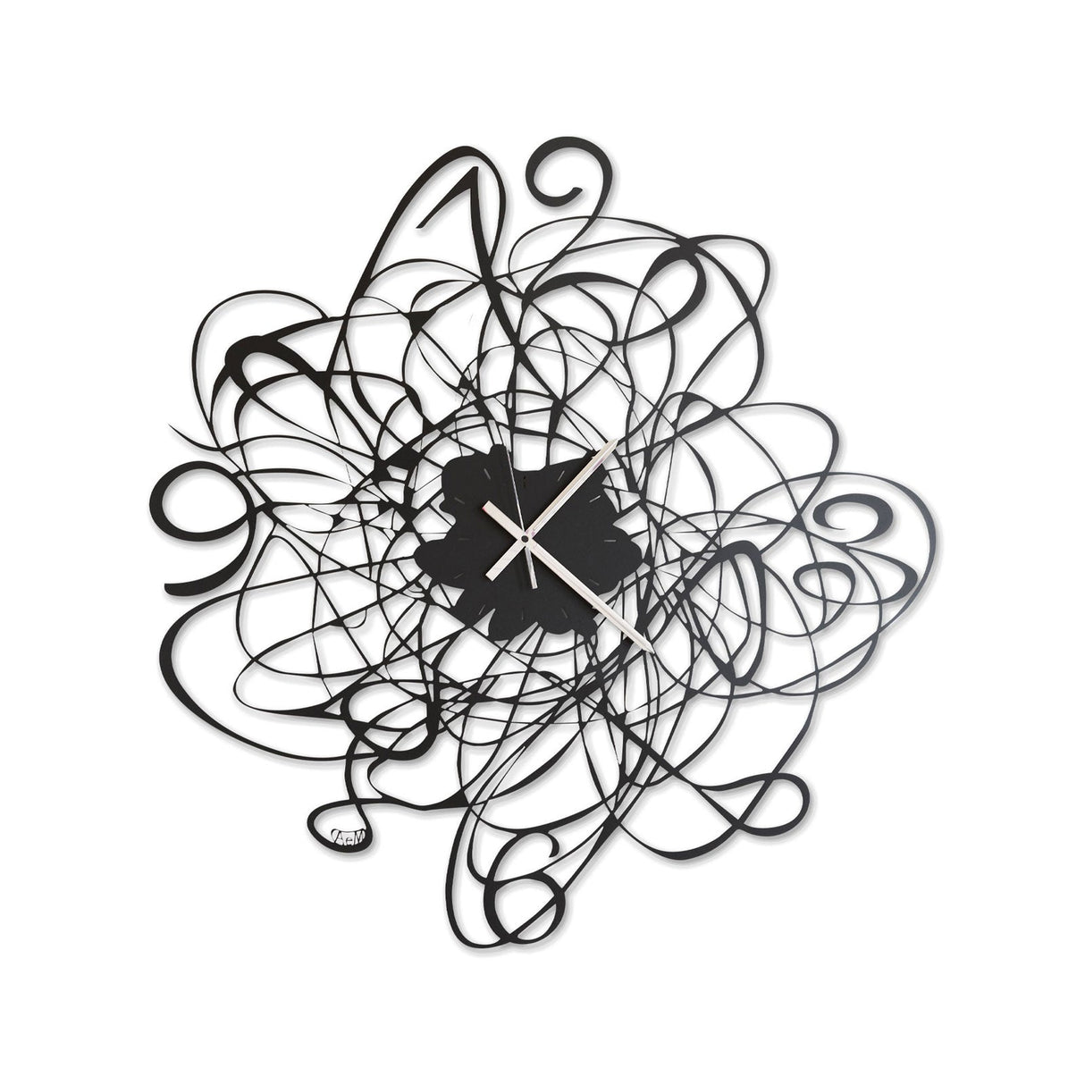 Orologio da parete Doodle Arti & Mestieri in metallo nero a linee sinuose