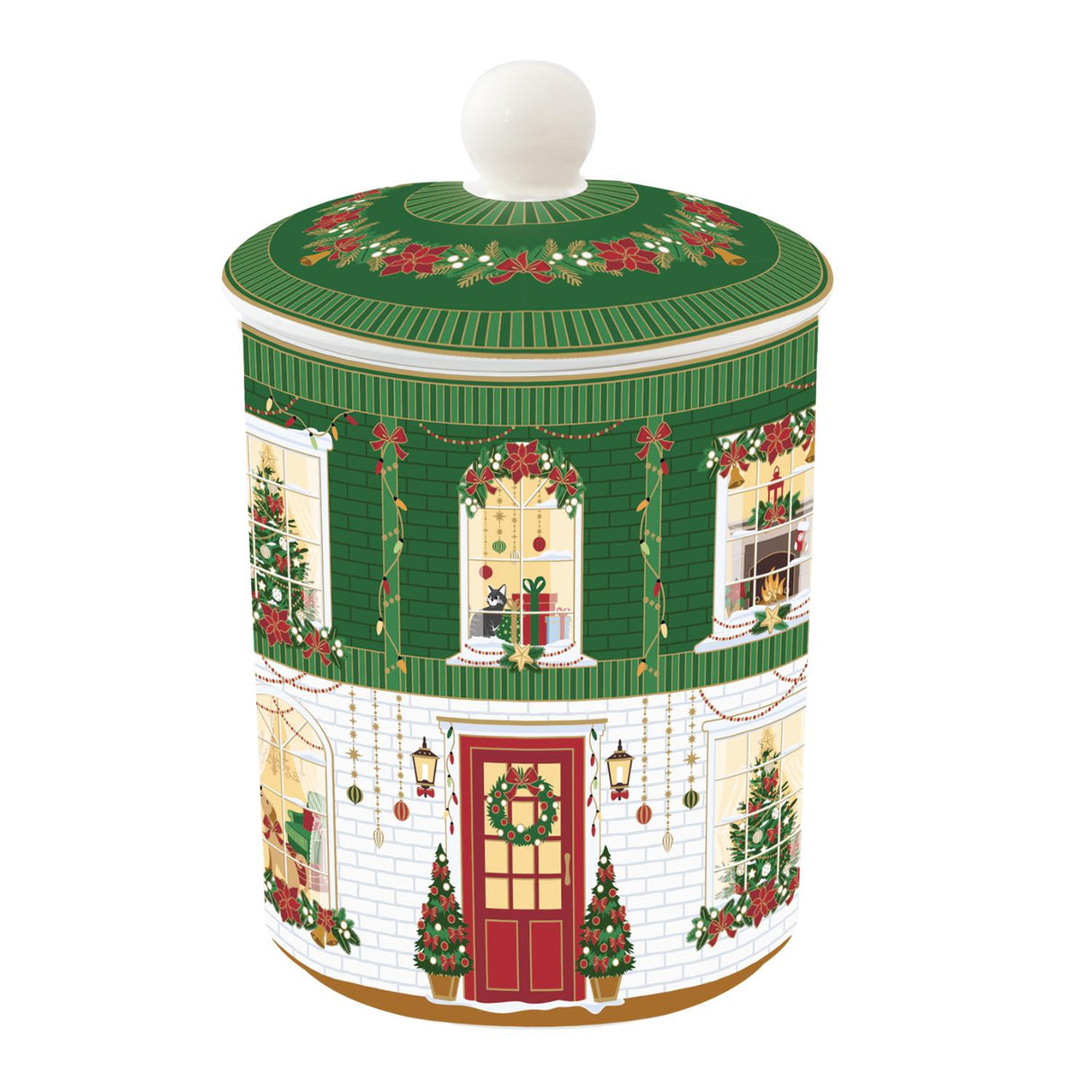 Barattolo biscotti Festive Avenue Easy Life in porcellana decorata 18 cm