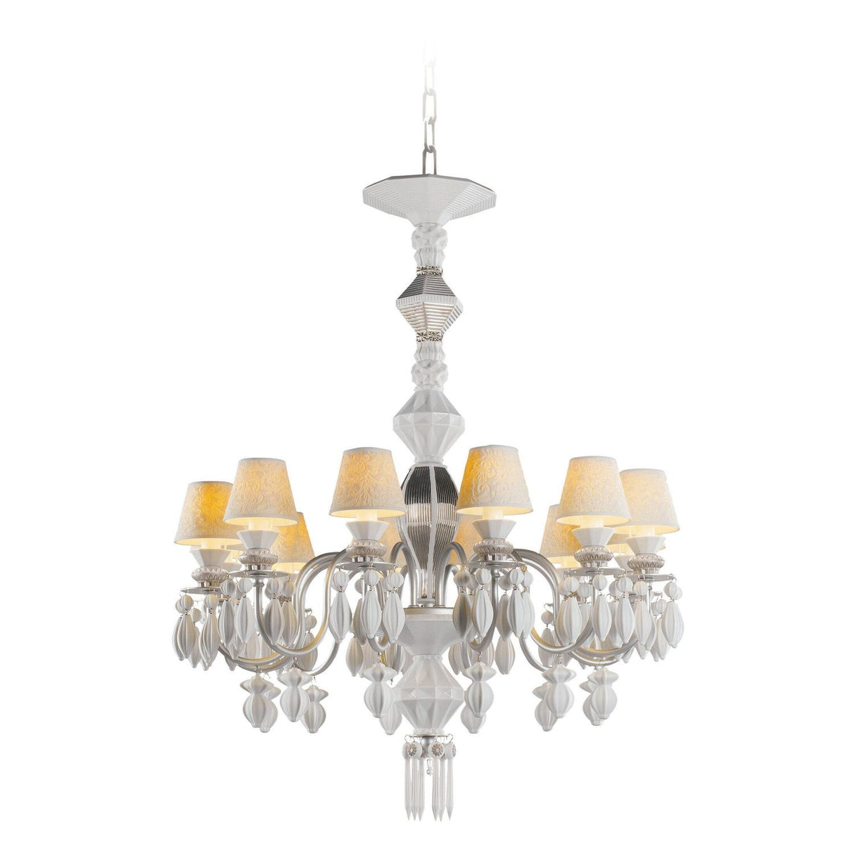 Lampada a sospensione Belle De Nuit Lladrò in porcellana argento 100x65 cm