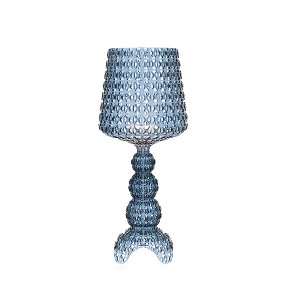 Lampada da tavolo Mini Kabuki Kartell in policarbonato azzurro 70 cm