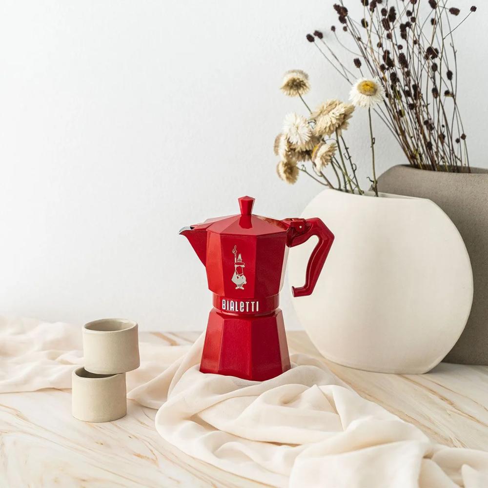 BIALETTI Caffettiera Moka Exclusive Red 6 Tazze Alluminio Rosso