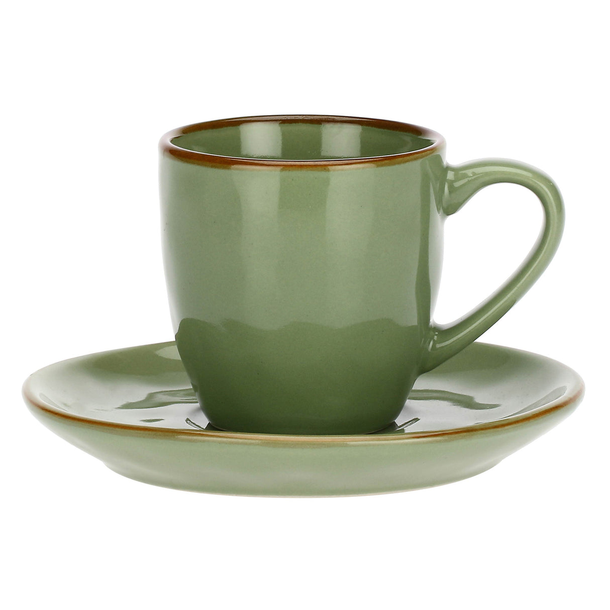 ROSE & TULIPS Concerto Coffee Cup and Saucer 90ml Olive Green Stoneware