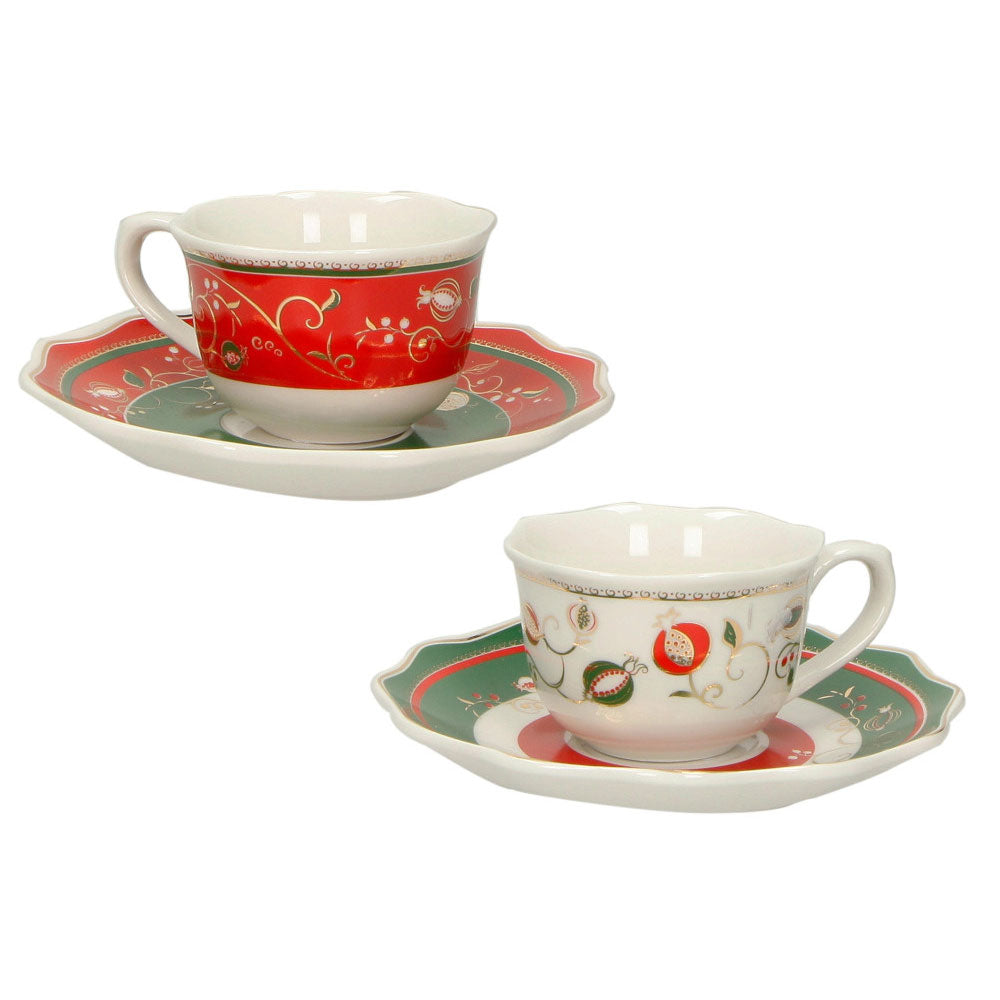 Set tazzine caffè Brandani in porcellana con decori natalizi 2 pezzi