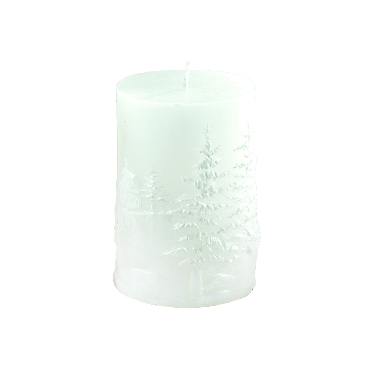 Candela di Natale Mascagni Casa in ceramica bianca 10,5 cm