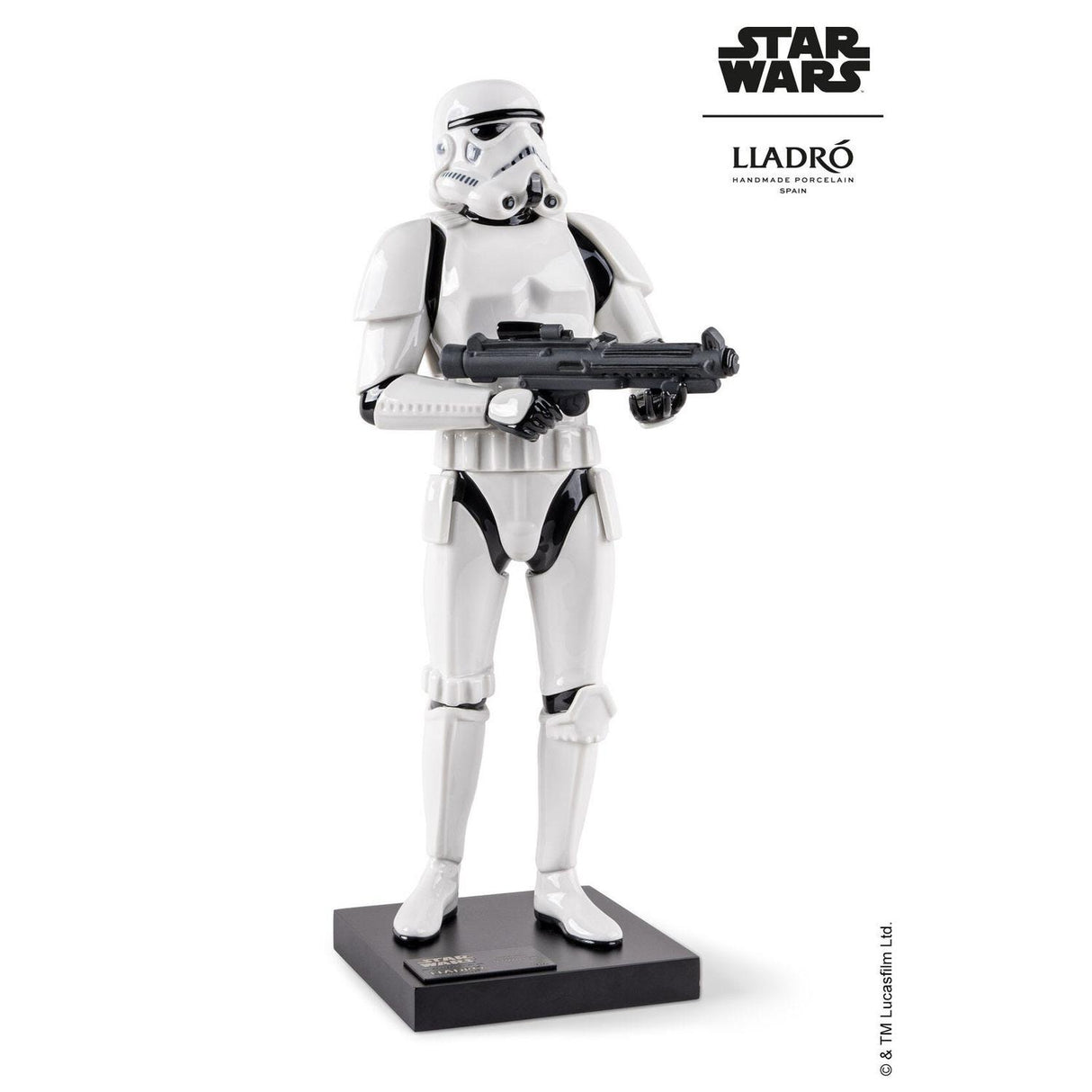 Scultura Stormtrooper Lladrò in porcellana bianca e nera 40x16 cm