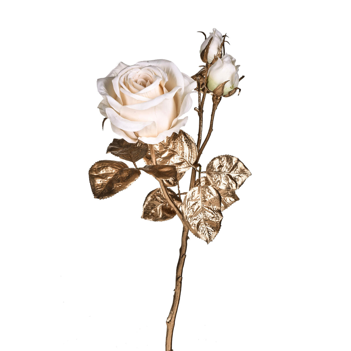 Fiore rosa tre boccioli Bianchi Dino in plastica color oro 48 cm