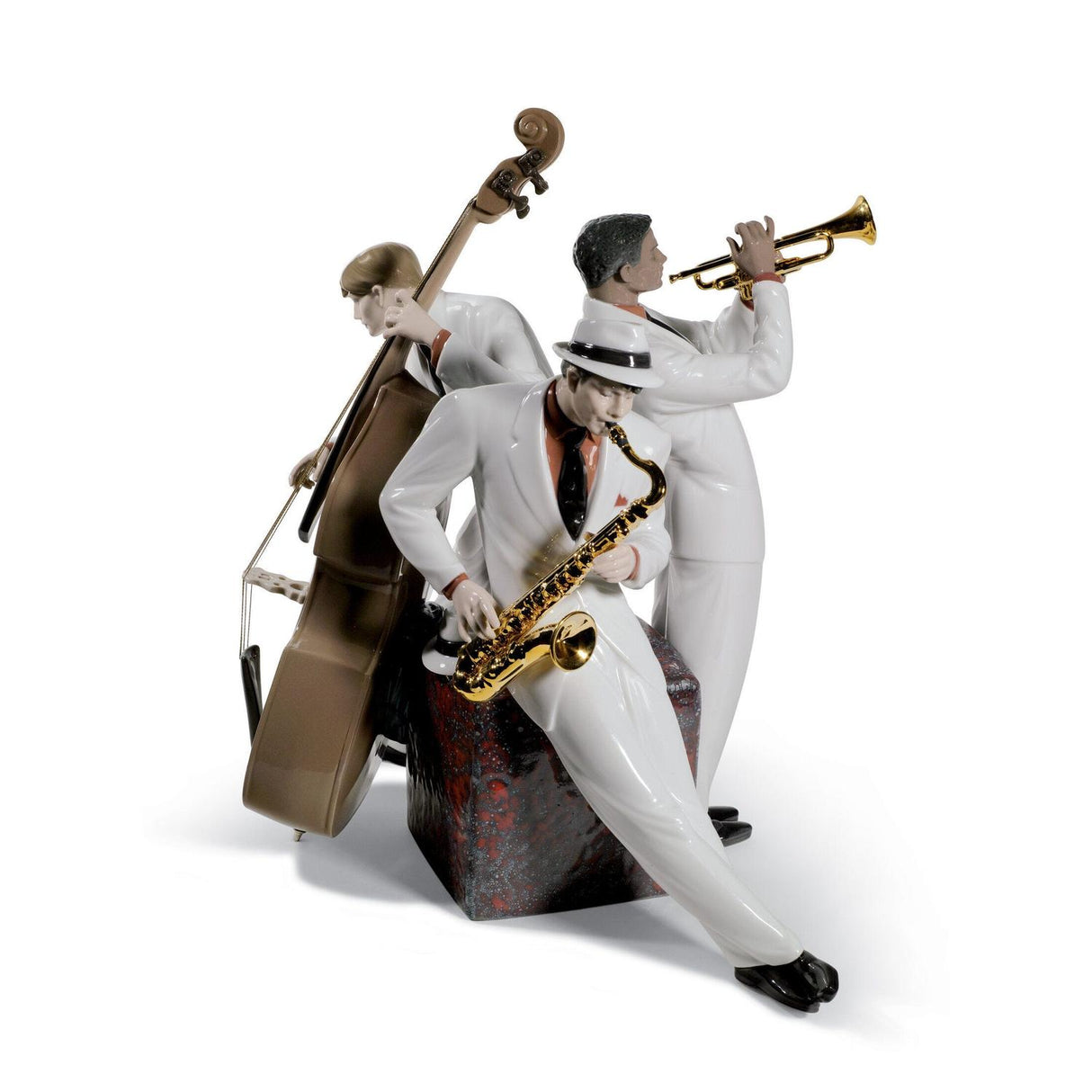 Scultura Trio di Jazz Lladrò in porcellana lucida 35x30 cm