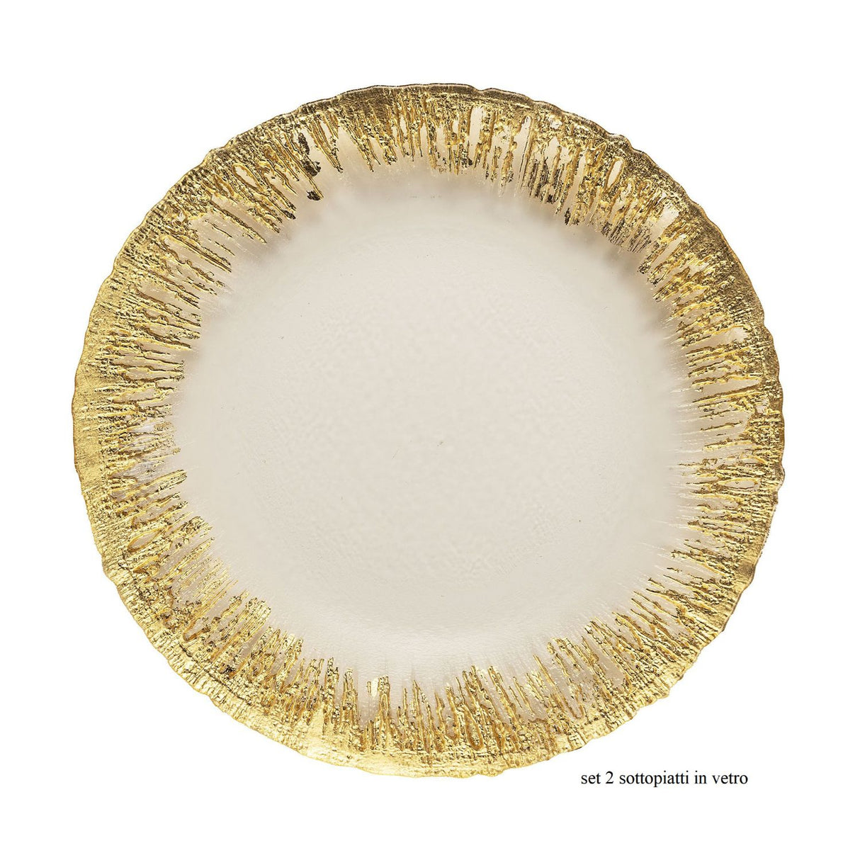 Sottopiatto Noel by Lamart in vetro bianco e oro 32 cm set 2 pezzi