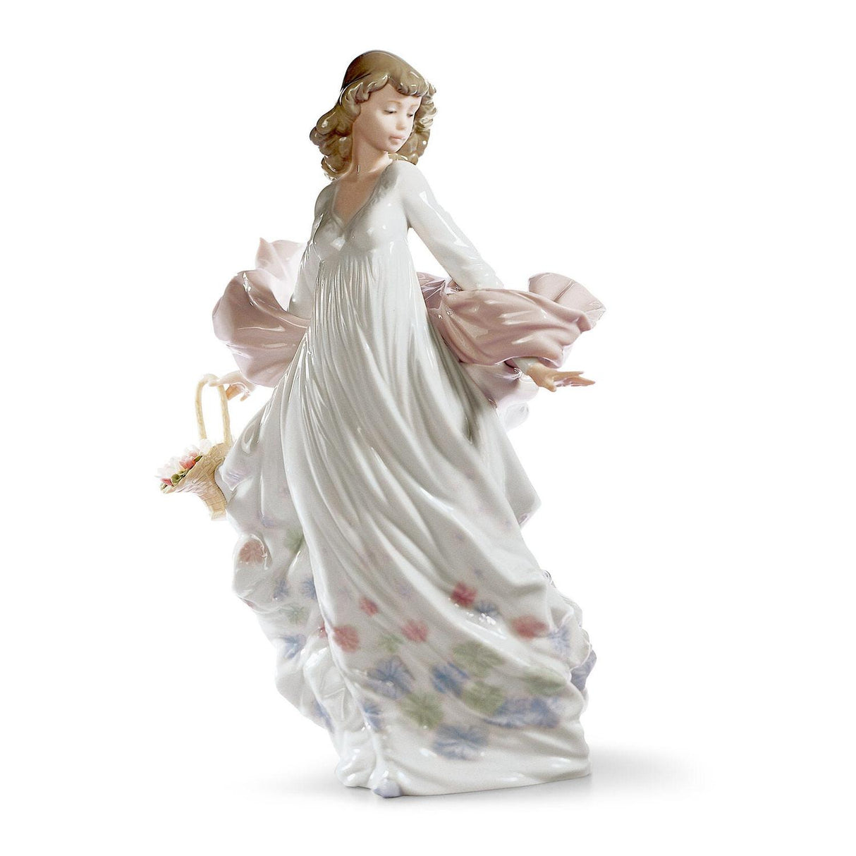 Statuina Donna Splendore Primaverile Lladrò in porcellana colori pastello