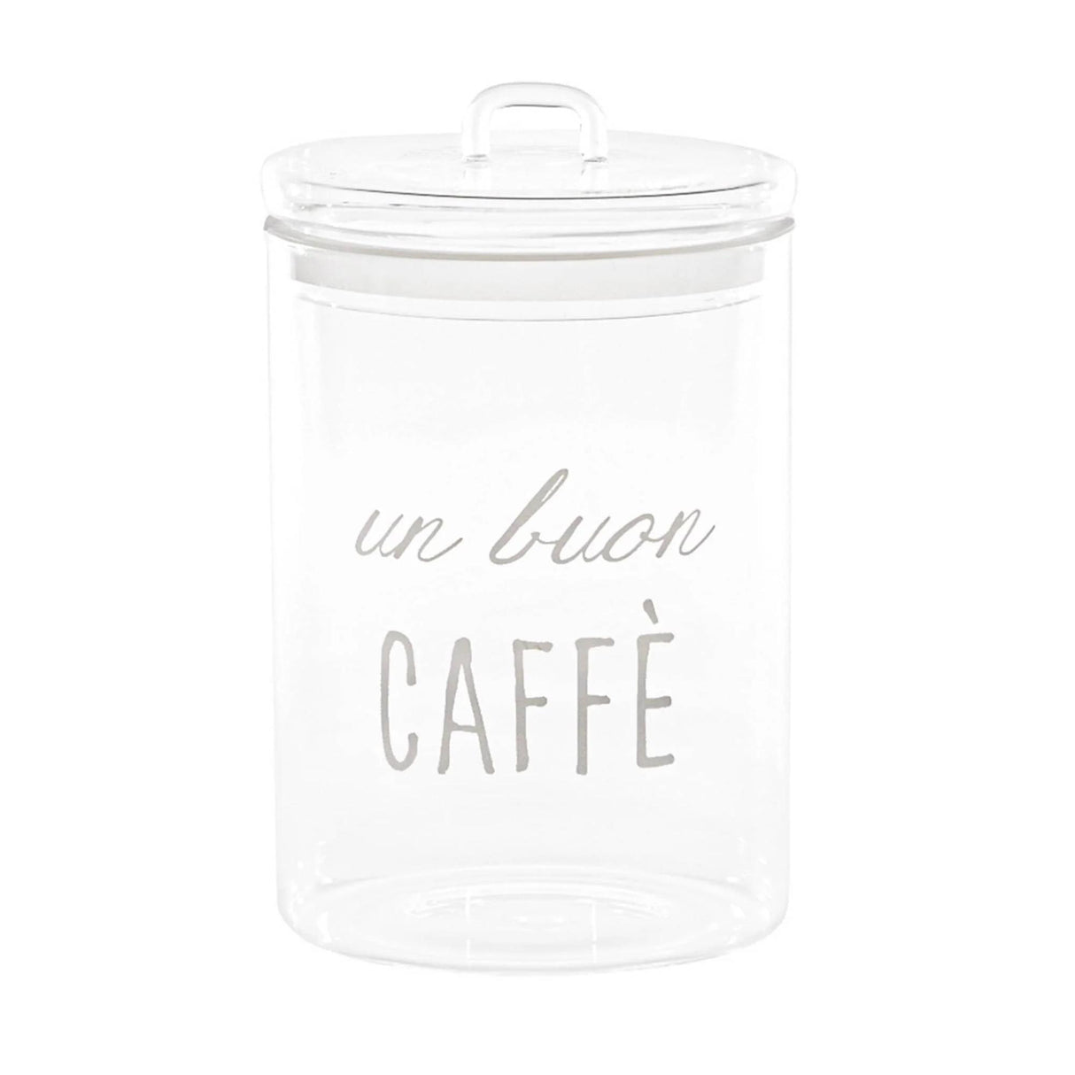 Barattolo caffè Simple Day in vetro borosilicato con decoro bianco 20x12 cm