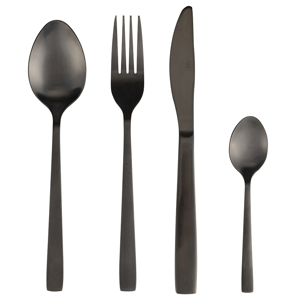 Set posate Modern Villa D'Este Home Tivoli in acciaio nero opaco 24 pezzi